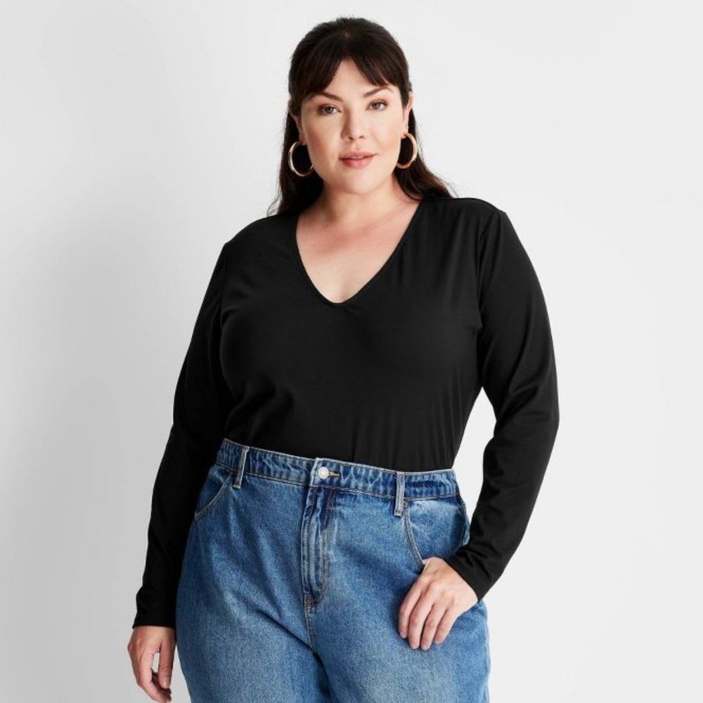 Future Collective long sleeve open back top plus